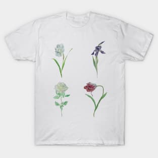 Flowers: narcissus, iris, rose, tulip T-Shirt